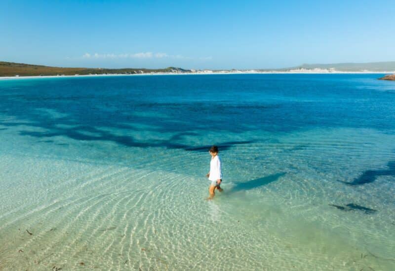 Wading in the ocean at Esperance, Western Australia.