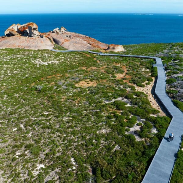 Ariel image of the accessible path at Remarkable Rocks Kangaoroo Island